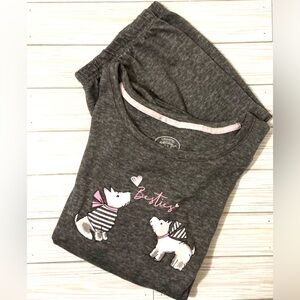 Gray Pajama / Loungewear Set with Besties Dog Graphic